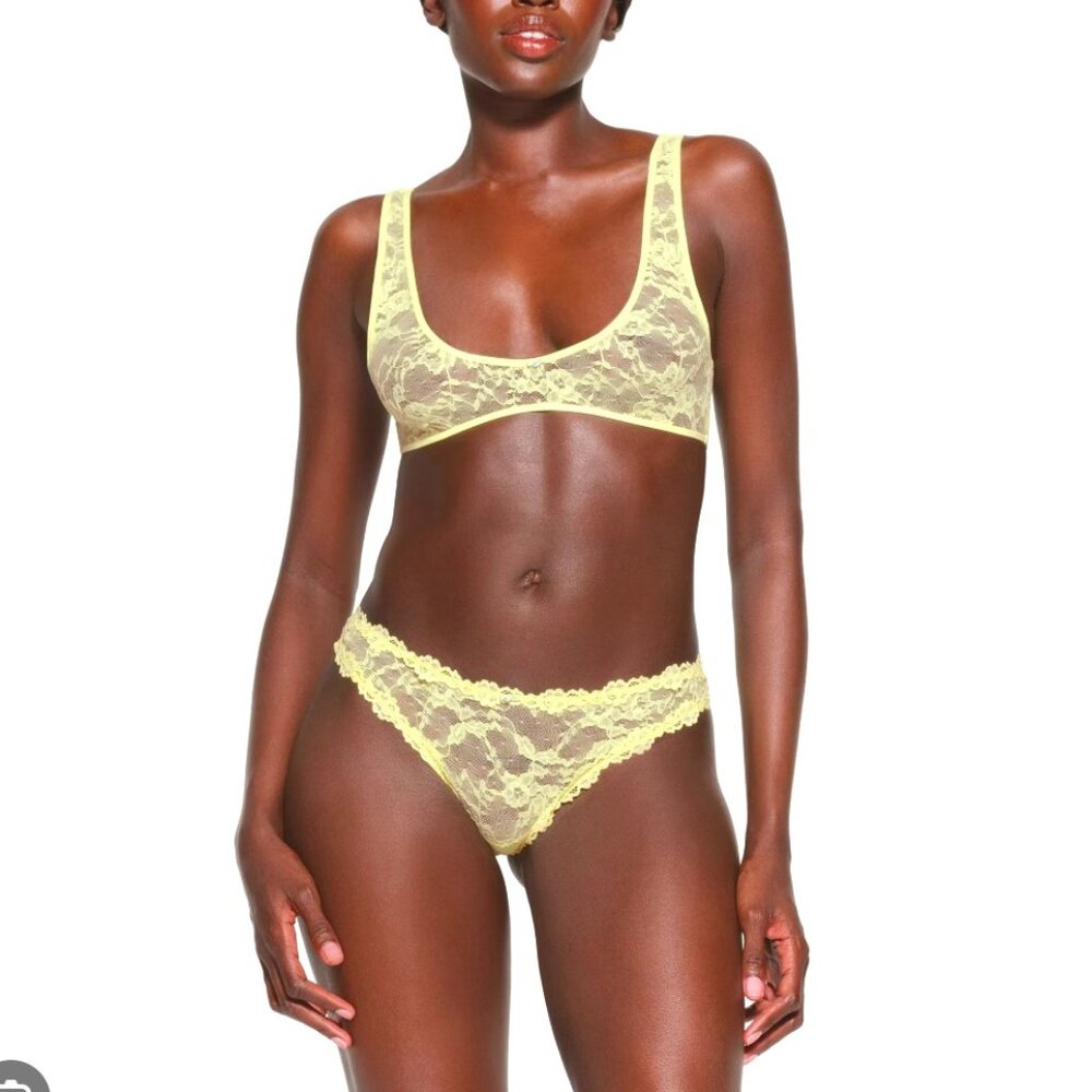 NWT SKIMS lace bralette neon yellow - M